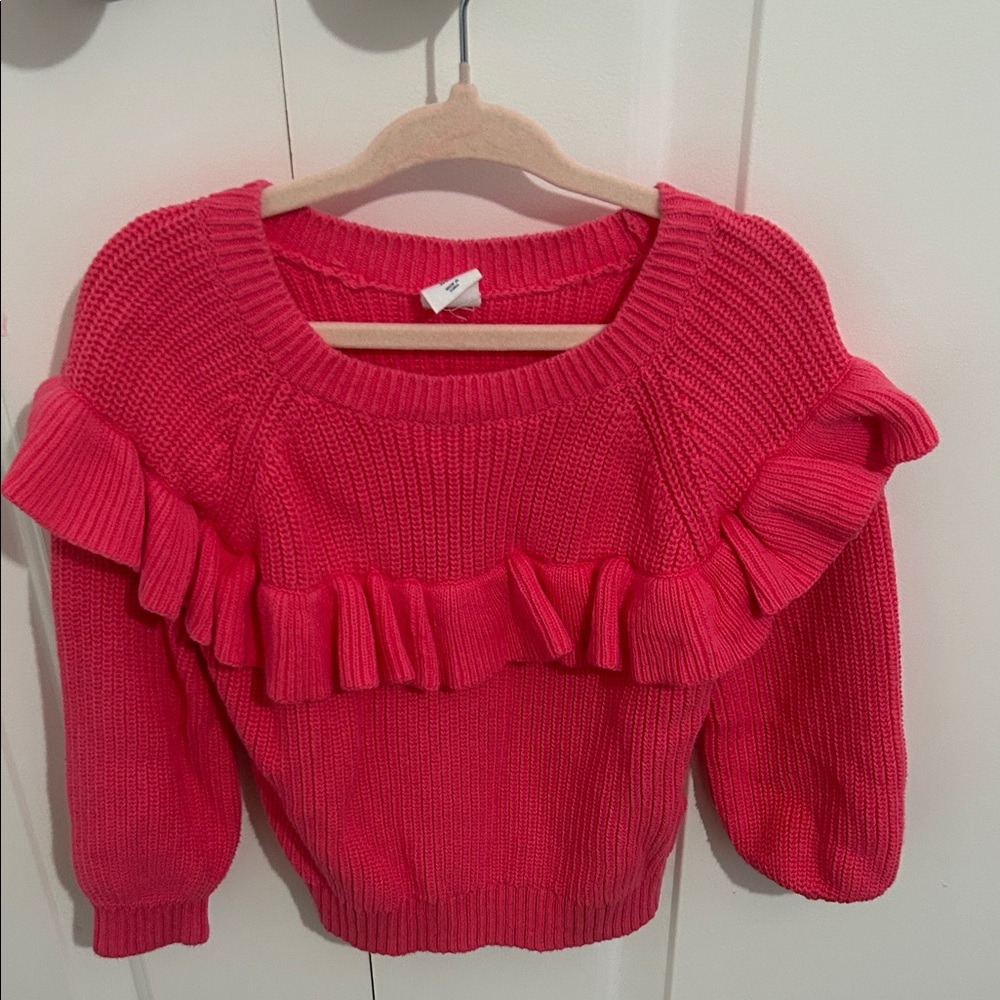 GAP kids  Bright Pink Ruffled Sweater
